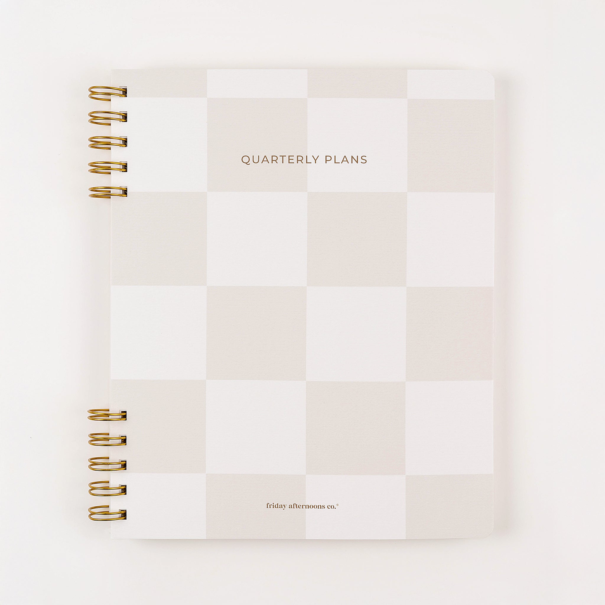 Beige checkerd quarterly planner cover – minimalist design by Friday Afternoons Co