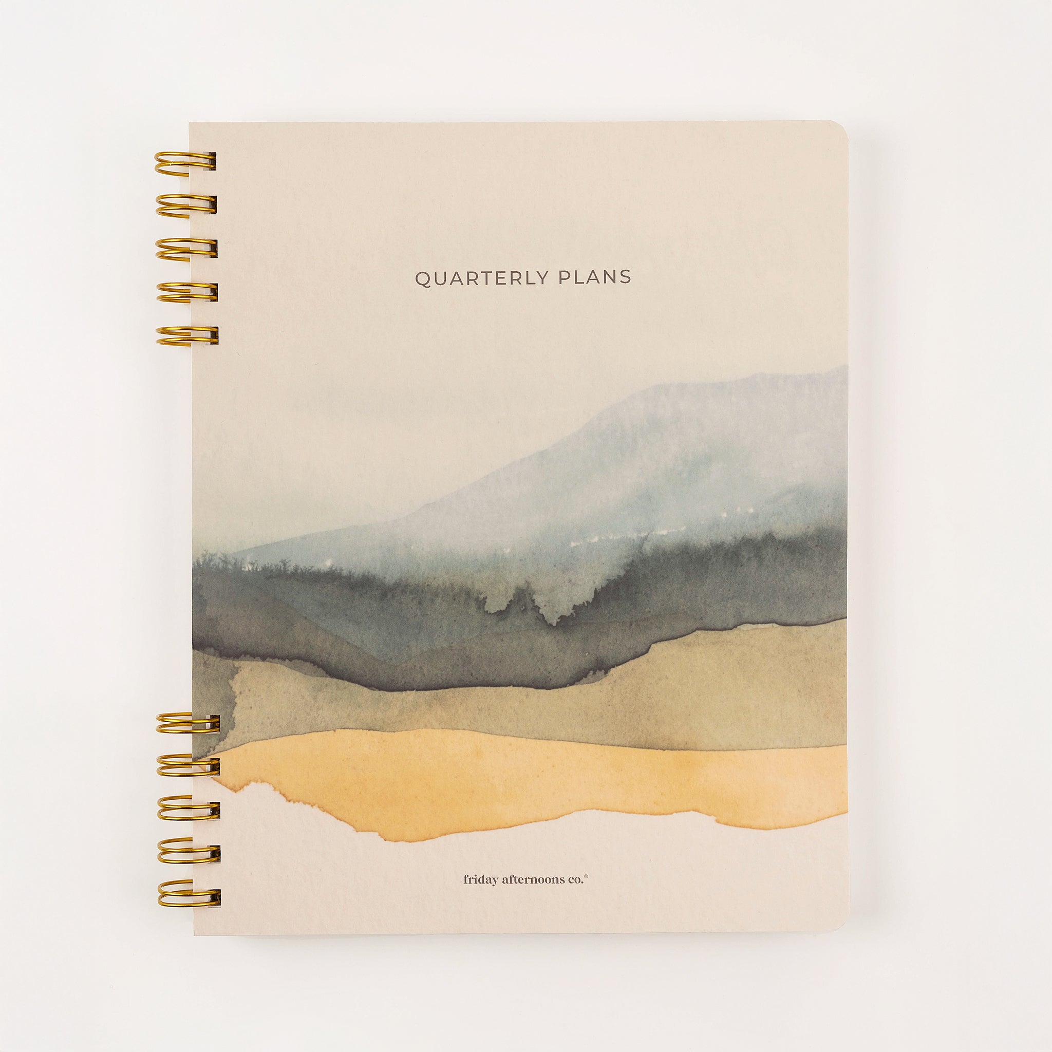 Watercolor landscape quarterly planner cover – minimalist design by Friday Afternoons Co