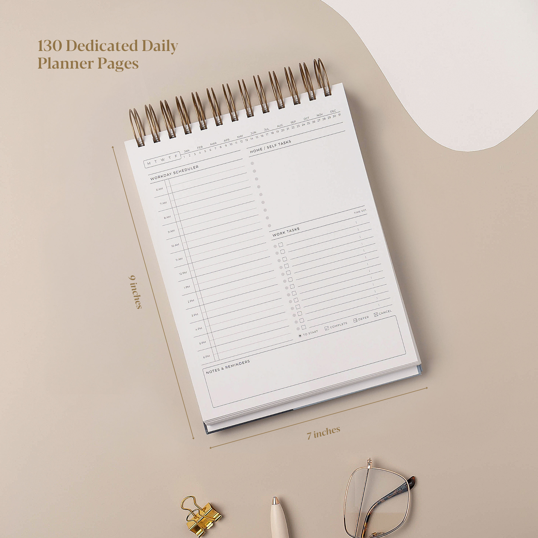 top spiral simple daily planner for work as a desk planner (simple daily agenda) - Friday Afternoons Co.