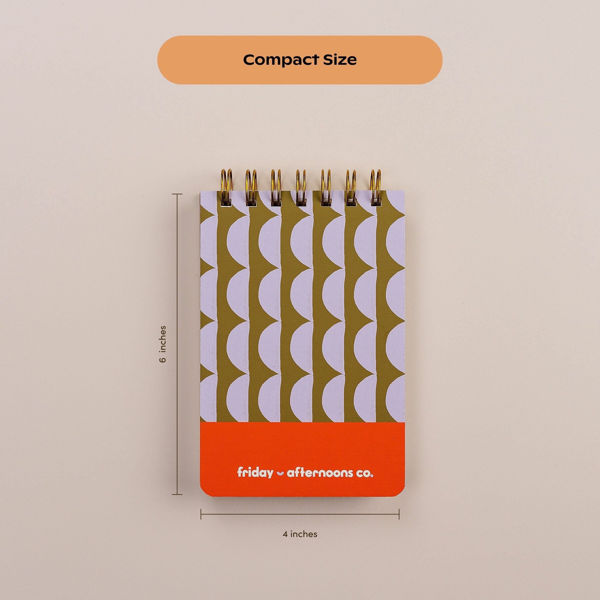 Mini Memo Notebook in Lavender Scallops cover displayed upright, labeled as compact size.