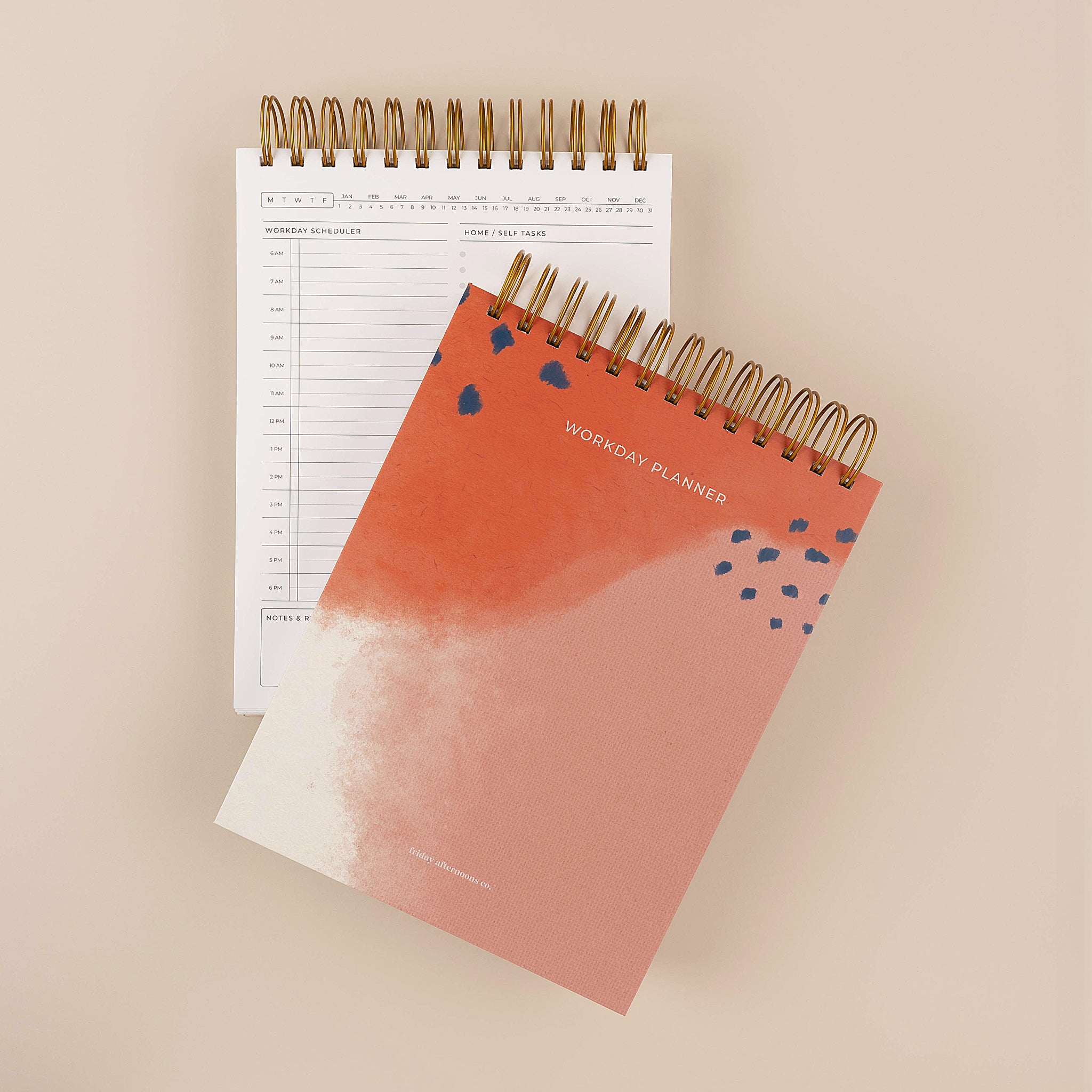 Polka dot top spiral hardcover planner with personal and work task lists
