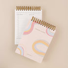 Swirly lines top spiral hardcover planner with personal and work task lists