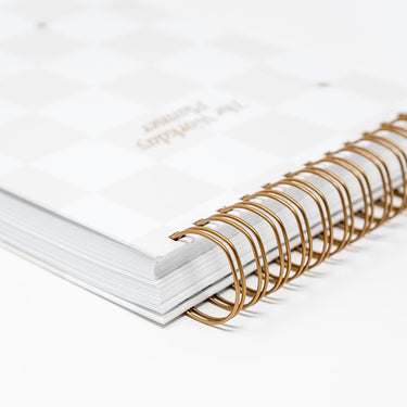 gold spiral chunky notebook beige checker