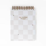 workday planner 6 month planner beige checker white background