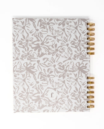 creamy painted flowers back quarterly planner