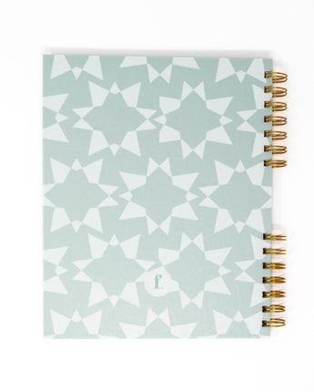 grayish green geometric stars back quarterly planner