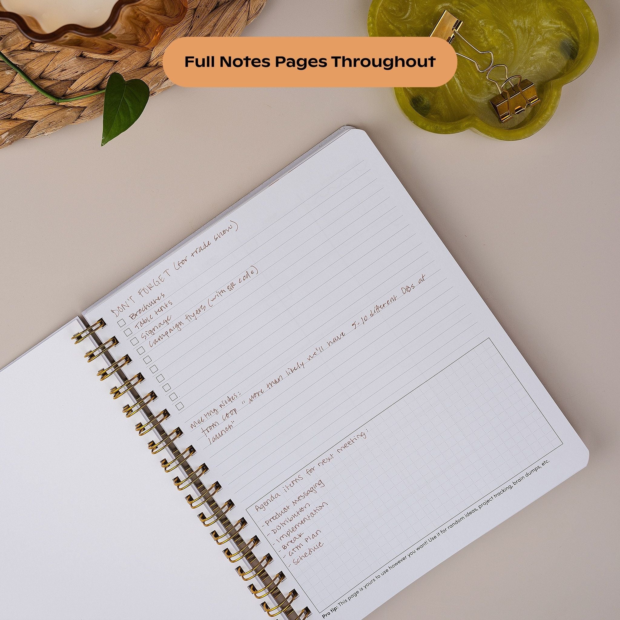 Lined notes page inside the 90-Day Planner for projects and brainstorming.