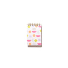 Bright Shapes Mini Memo Notebook with top spiral binding and colorful geometric cover design on a white background.
