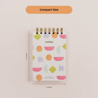 Mini Memo Notebook in Bright Shapes  cover displayed upright, labeled as compact size.