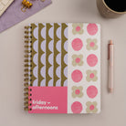 Lavender Scallop 90-Day Planner styled with pen and desk accessories on a neutral background.
