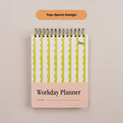 Close-up of the Workday Planner top-spiral binding and Lima Wavy Stripes patterned cover.