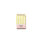 Lima Wavy Stripes Mini Memo Notebook with top spiral binding, yellow wavy stripe pattern, pale pink notes panel, and white background.