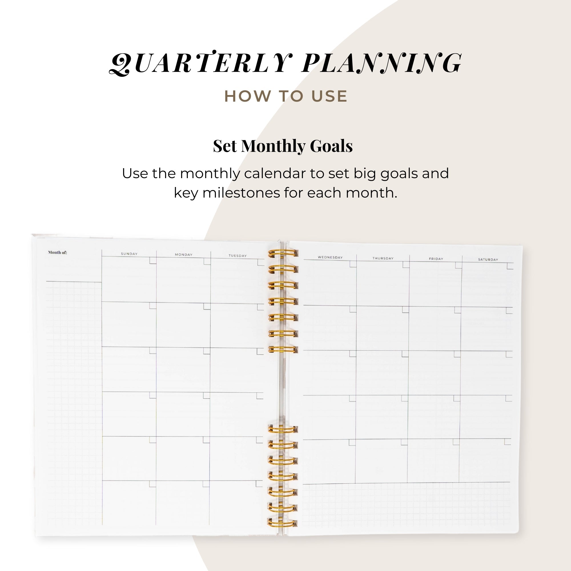 Quarterly Plans 90 - Day Planner (Creamy Checkered Design) - Friday Afternoons Co.