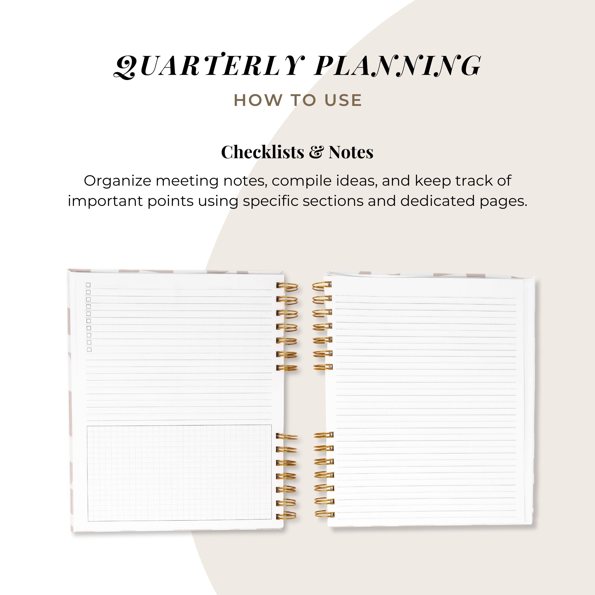 Quarterly Plans 90 - Day Planner (Creamy Checkered Design) - Friday Afternoons Co.