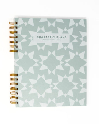 Quarterly Plans 90 - Day Planner (Soft Sage Geometric Design) - Friday Afternoons Co.