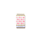 Sage Blooms Mini Memo Notebook with top spiral binding, pink dots, sage flower pattern, gold scallop detail, and light blue panel on a white background.