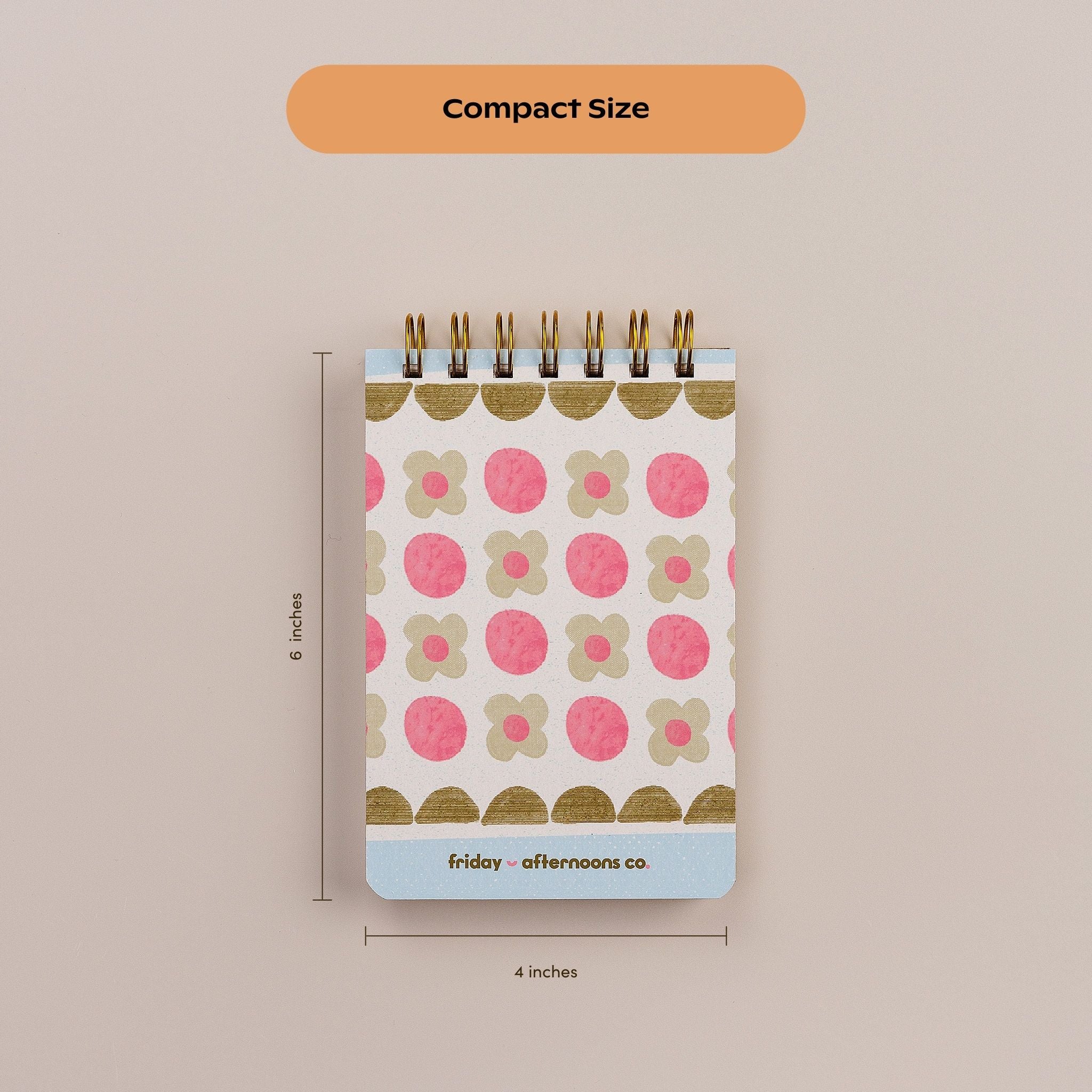 Mini Memo Notebook in Sage Blooms  cover displayed upright, labeled as compact size.