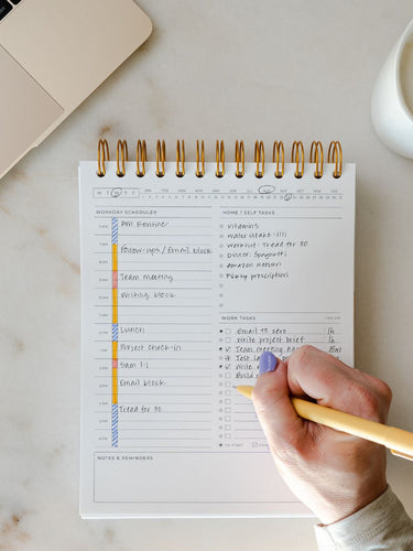 sample daily planner on desk