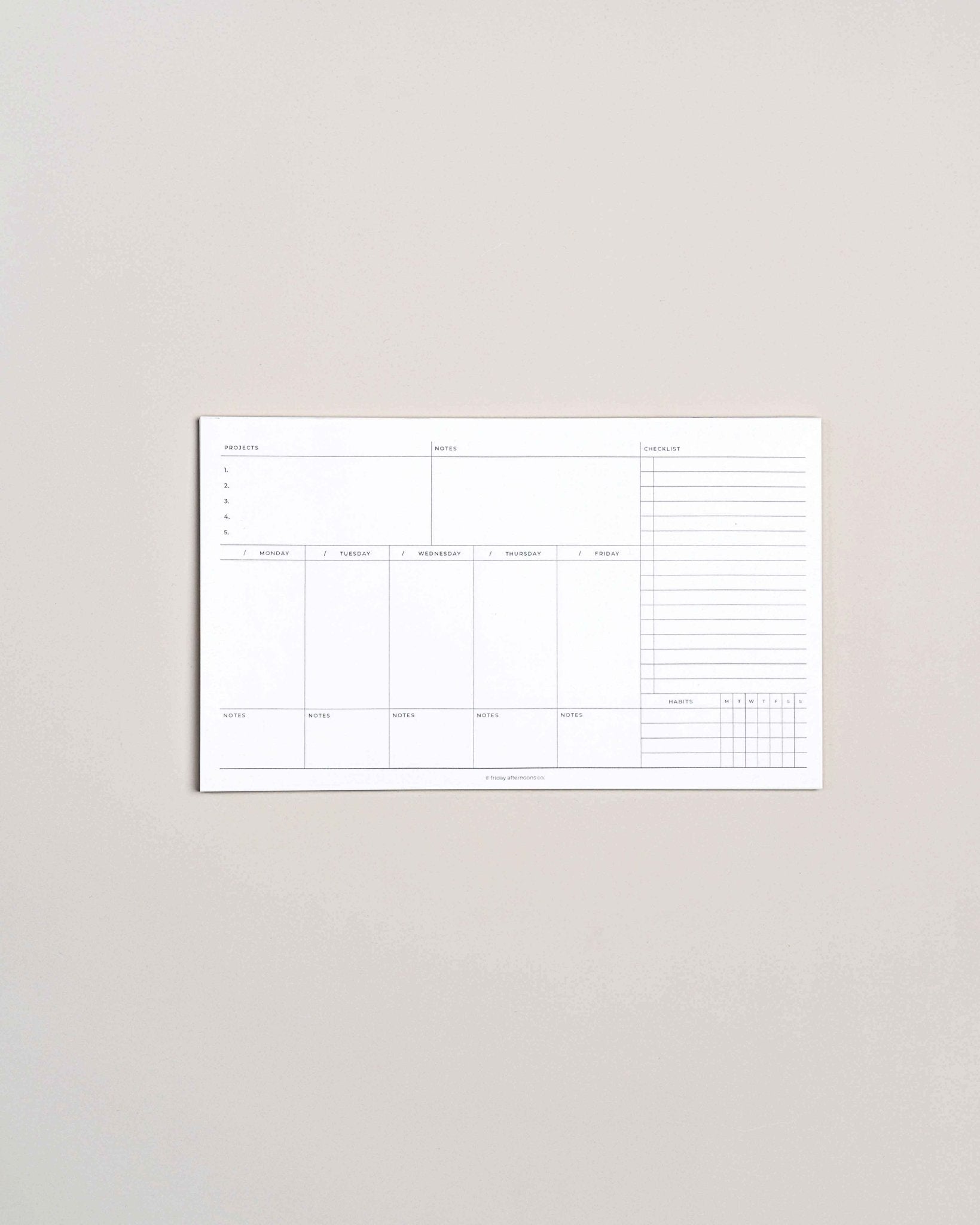 Task Track Pad - Weekly Dashboard Notepad - Friday Afternoons Co.