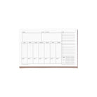 Weekly Task Tracker Notepad with sections for projects, notes and reminders, daily planning, tasks, and habit tracking on a white background.